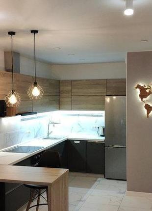 Деревянная карта мира с led подсветкой (холодная) и гравировкой s-120x70 см