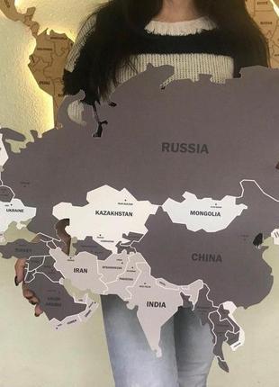 Карта мира с led подсветкой пвх 1000х600 мм