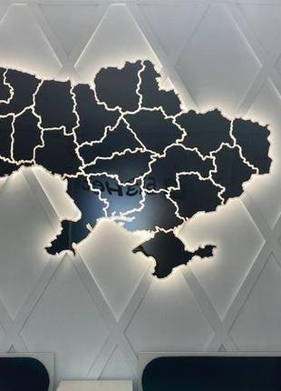 Пластикова карта україни на стіну з підсвічуванням по кожній області led map 2000х1400мм