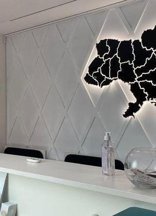 Пластикова карта україни на стіну з підсвічуванням по кожній області led map 2000х1400мм