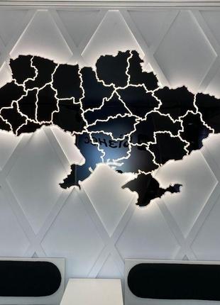 Пластикова карта україни на стіну з підсвічуванням по кожній області led map 2000х1400мм