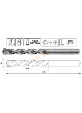 Свердло по цеглі ø= 10 х 200/140 мм yato