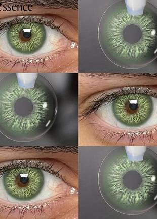 Цветные линзы для глаз зелёные (пара) + контейнер для хранения в подарок