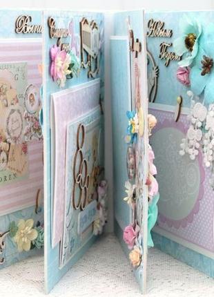 Скрапальбом для девочки , фотоальбом для новорожденной девочки , подарок новорожденной