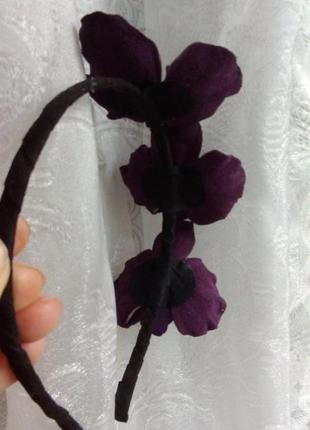 Кожаный ободок, орхидея из кожи2 фото