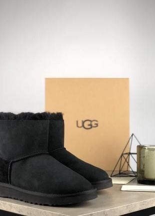 Зимние женские угги на меху ugg australia bailey bow low черные (уггі)