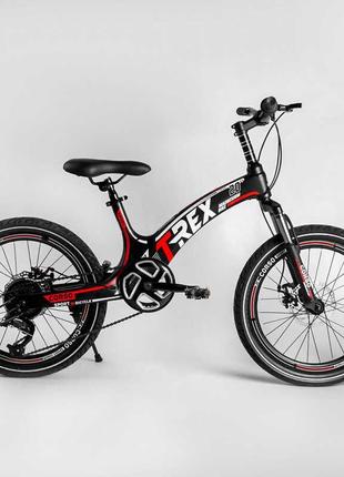 Дитячий спортивний велосипед 20 '' corso «t-rex» 41777 (1) магнієва рама, обладнання microshift, 7 швидкостей, зібраний на 75
