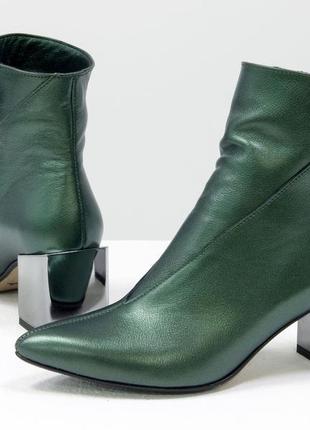 Эксклюзивные кожаные  стильные ботинки  на модном каблуке осень-зима4 фото