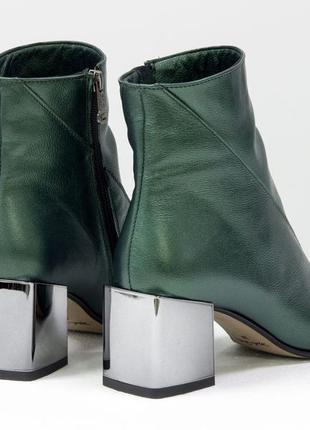 Эксклюзивные кожаные  стильные ботинки  на модном каблуке осень-зима6 фото