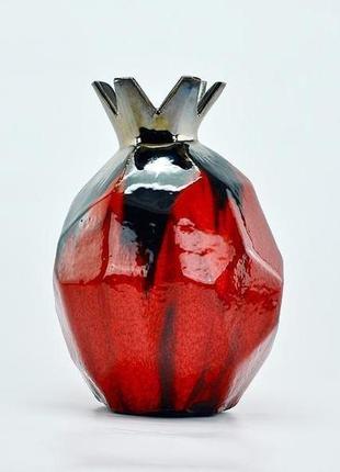 Абстрактная керамическая ваза гранат ручной работы, современное искусство, высота 19 см.10 фото