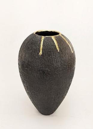 Сучасна керамічна ваза, "золоті краплі", 24 см висота,арт.№84 фото