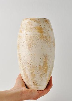 Ваза для цветов средняя в деревенском стиле, raku pottery clay vessel, 22 см высота1 фото