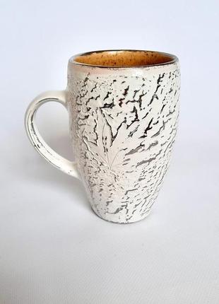Керамічна чашка в сільському стилі з блюдцем, ручної роботи, 350 мл,арт.№276 фото