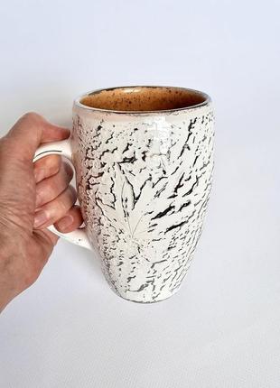 Керамічна чашка в сільському стилі з блюдцем, ручної роботи, 350 мл,арт.№272 фото