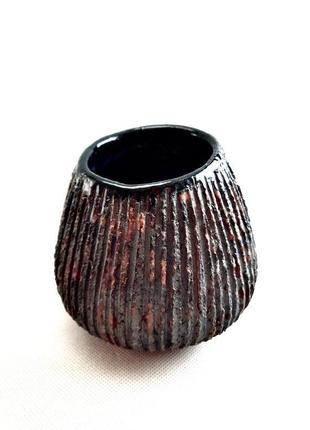 Сучасна керамічна чорна ваза ручної роботи, 13 см висота,арт.№3110 фото