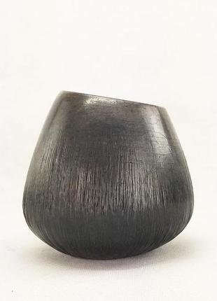 Сучасна керамічна матова чорна ваза ручної роботи, 13 см висота,арт.№326 фото