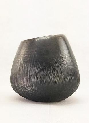 Сучасна керамічна матова чорна ваза ручної роботи, 13 см висота,арт.№322 фото