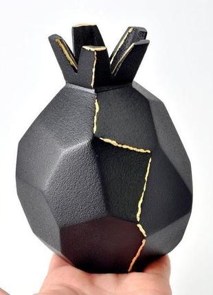 Абстрактна керамічна ваза "чорний гранат" ручної роботи, висота 12см.,арт.№457 фото