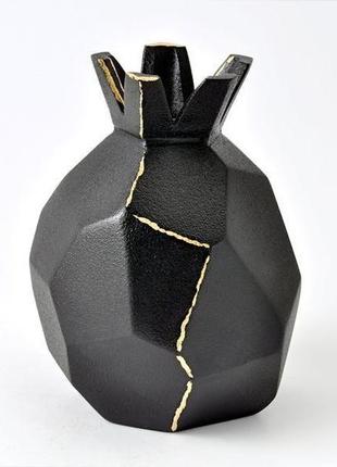 Абстрактна керамічна ваза "чорний гранат" ручної роботи, висота 12см.,арт.№455 фото