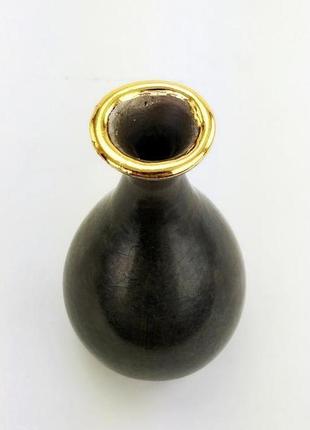 Черная керамическая ваза raku, высота 15 см4 фото