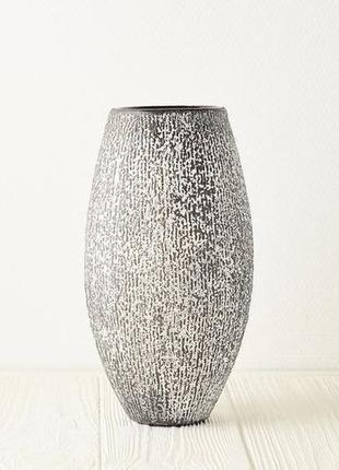 Большая керамическая ваза в стиле арт-деко, высота 20 см, черно-белая, арт.№582 фото