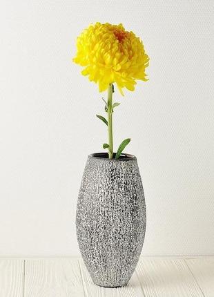 Большая керамическая ваза в стиле арт-деко, высота 20 см, черно-белая, арт.№586 фото