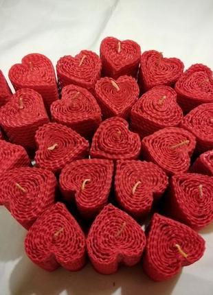 Красные свечи сердца из вощины, романтический подарок, натуральные восковые свечи для ритуалов1 фото