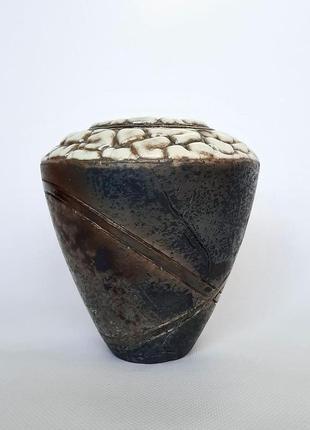 Чорна керамічна ваза, кераміка raku, висота -16 див. , арт.№687 фото