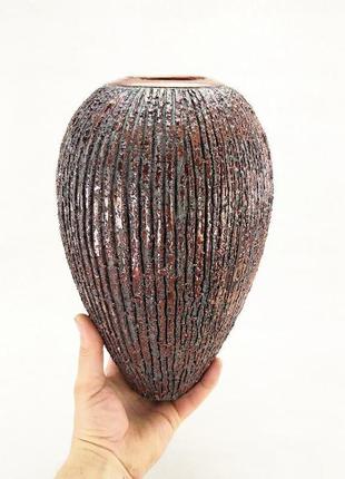 Большая керамическая ваза раку. ваза бронзового цвета 29 см. современный интерьер