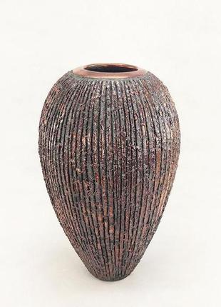 Большая керамическая ваза раку. ваза бронзового цвета 29 см. современный интерьер3 фото