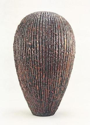Большая керамическая ваза раку. ваза бронзового цвета 29 см. современный интерьер6 фото