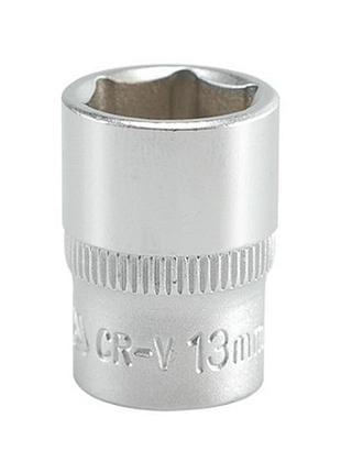 Головка торцева 6-гранна, crv, під квадрат 1/4" yato м13 х 25 мм