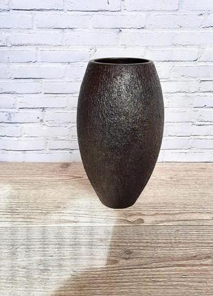Черная керамическая ваза. цветочная винтажная  ваза ручной работы. керамический декор для интеръера7 фото