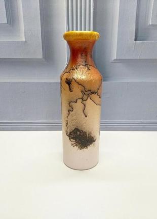Оранжевая керамическая ваза. керамическая цветочная ваза.6 фото