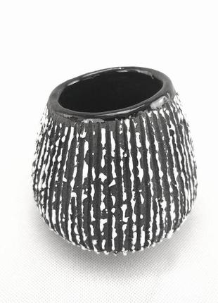 Маленькая цветочная ваза. черно-белый керамический горшок ручной работы.7 фото