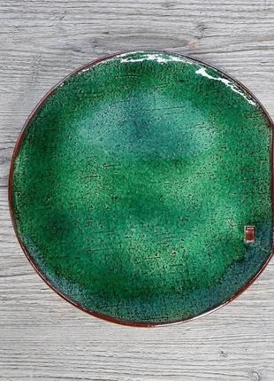 Керамічна тарілка  зелена керамічна тарілка 28 див.4 фото
