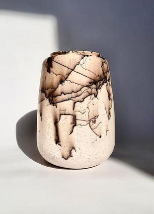 Керамическая ваза/ ваза раку белая с конским волосом/ интерьерный декор7 фото