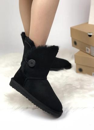 Зимние женские угги на меху ugg australia button high черные (уггі)