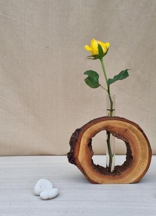 Деревянная ваза для сухих и живых цветов2 фото