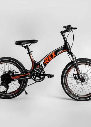 Детский спортивный велосипед 20’’ corso «t-rex» 70432 (1) магниевая рама, оборудование microshift, 7