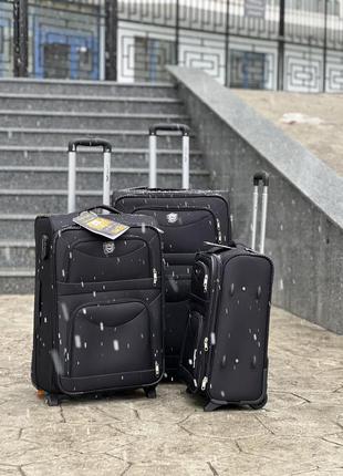 3 шт комплект валіз дорожніх тканинна  польща на колесах wings з підшипником2 фото