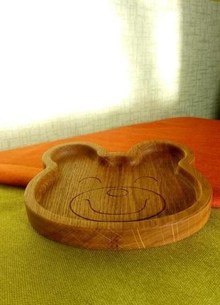 Детская тарелка из дерева "мишка". детская посуда. декоративная тарелка. посуда из дерева3 фото