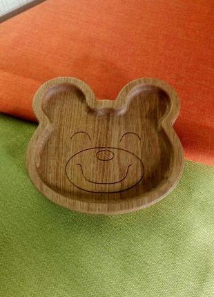 Дитяча тарілка з дерева "ведмедик". дитячий посуд. декоративна тарілка. посуд з дерева