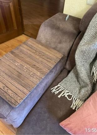 Деревянная накладка, столик, коврик на подлокотник дивана. деревянный коврик на столик. цвет росси"3 фото