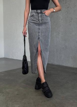 Женская длинная макси миди с разрезом джинсовая юбка,женская джинсовая юбка макси длинна с разрезом6 фото