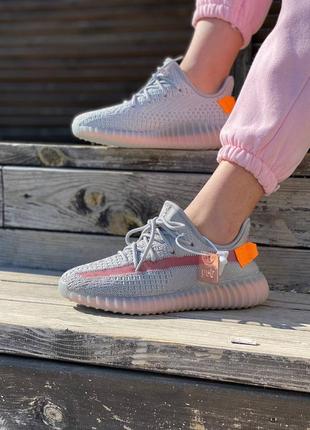 👟adidas yeezy boost 350 v2 (серые с оранжевым)7 фото