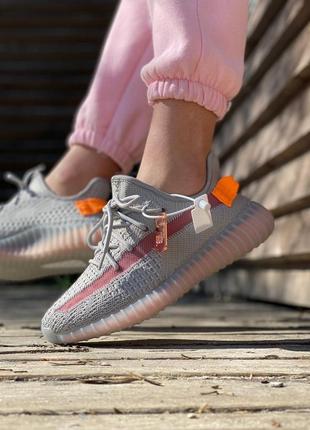 👟adidas yeezy boost 350 v2 (серые с оранжевым)6 фото