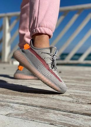 👟adidas yeezy boost 350 v2 (серые с оранжевым)8 фото