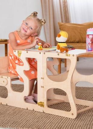 Детский столик - трансформер для творчества 2 в 1, башня помощника montessori furniture®2 фото