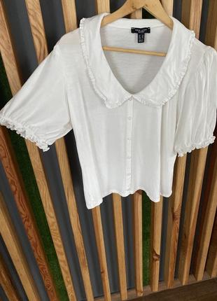 Балта вискозная молочная блуза с винтажным отложным воротником1 фото